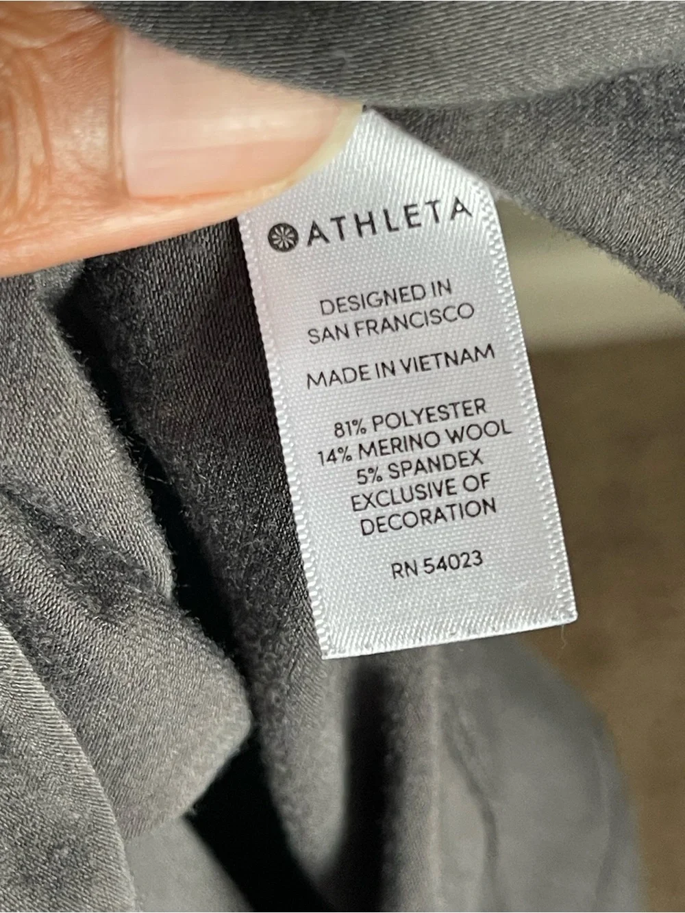 ATHLETA | Industry Dark Gray Wool Blend Crewneck Long-Sleeve Tee Sz XS